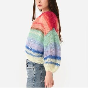 Maiami Mohair Bomber Cardigan in Light Rainbow.
